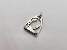 Load image into Gallery viewer, 925 Sterling Silver Small Horseshoe in Stirrup Pendant 3/4 Inch (19mm) Tall