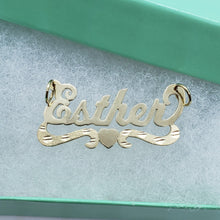 Load image into Gallery viewer, 10K Solid Yellow Gold Handmade Personalized Custom Name Pendant Heart Design