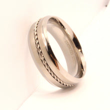 Load image into Gallery viewer, Stainless Steel Rope Inlay Matte Finish Concave Edges Wedding Ring Band 7mm