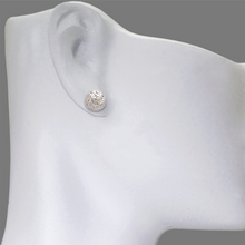 Load image into Gallery viewer, 14K Two Tone Gold High Polished Diamond Cut Flower Stud Earrings 11mm