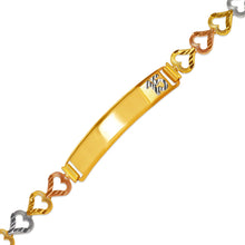 Load image into Gallery viewer, 14K Tri Color Gold Faceted DC 15 Anos ID Bracelet 7.5mm Wide 8mm Center 7" Chain