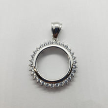 Load image into Gallery viewer, Sterling Silver Cubic Zirconia Dime Bezel CZ Halo 18 mm Coins Prong Back 10 cent