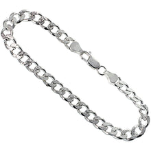Load image into Gallery viewer, 925 Sterling Silver Pave Cut Beveled Curb Cuban Link Chain Necklace 6.6mm 7"-30"