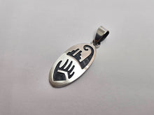 Load image into Gallery viewer, 925 Sterling Silver Flat Oval with Bear Paw Design Pendant 1 3/8 (34mm) Inch