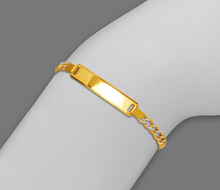 Load image into Gallery viewer, 14K White Pave Gold Baby ID Bracelet Curb X-Light 5mm ID 3mm Chain 6" Engraving