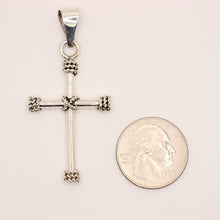 Load image into Gallery viewer, 925 Sterling Silver Plain Cylindrical Cross Pendant with Rope Textured Edges