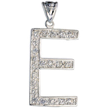 Load image into Gallery viewer, 925 Sterling Silver CZ Block Initial Letter Alphabet Pendant 1 5/8 Inch Wide