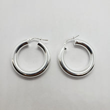 Load image into Gallery viewer, Sterling Silver 5mm Thick Tube Hoop Earrings Plain Polished 3/4-2 3/8 inch Round