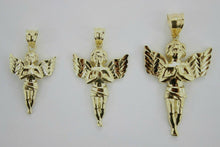 Load image into Gallery viewer, Authentic 10K Yellow Gold Praying Angel Pendant Charm Diamond Cut 3 Sizes S/M/L