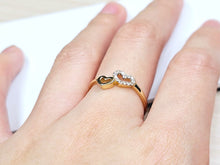 Load image into Gallery viewer, 14K Solid Yellow Gold Handmade Double Heart Ring With CZ for Women Band Size 5-9