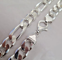 Load image into Gallery viewer, 925 Sterling Silver Heavy Thick Figaro Chain Bracelet Necklace Man 15mm 8"- 30"
