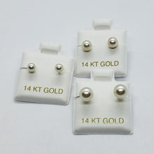 Load image into Gallery viewer, 4mm 5mm 6mm Faux White Pearl Stud Earrings 14K Real Gold Push Back High Quality