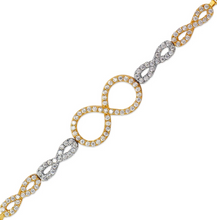 Load image into Gallery viewer, 14K Tricolor Gold 9mm Center, 1mm Ladies Bracelet High Polished Fancy Chain