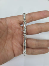 Load image into Gallery viewer, 925 Sterling Silver Stampato Bamboo Link Necklace Bracelet Italy 7mm 8" to 18"