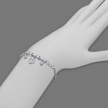 Load image into Gallery viewer, Authentic 14K White Gold 15 Anos Years CZ Bow Heart Bracelet Quinceañera Gift