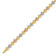Load image into Gallery viewer, 14K Tri Color Gold Faceted Diamond Cut Bracelet 7 mm 7" Chain Brazalete tricolor