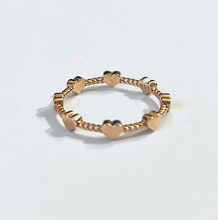 Load image into Gallery viewer, 14K Solid Gold Handmade Mini Hearts Ring Band