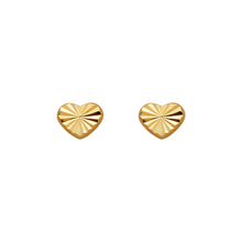 Load image into Gallery viewer, 14K Yellow Gold Heart Stud Earrings 6x5mm 2grams Diamond Cut Screw Backing