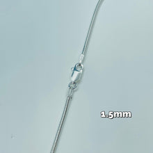 Load image into Gallery viewer, Sterling Silver Snake Chain Necklaces & Bracelets 1.5mm Sizes 7 - 30 inch