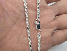 Load image into Gallery viewer, 4mm Sterling Silver D/C Rope Chain Necklaces Bracelets Handmade Italy 7 to 30 in