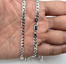 Load image into Gallery viewer, 925 Sterling Silver Beveled Edges Curb Cuban Link Chain Necklace 4.5mm 7" to 40"