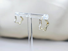 Load image into Gallery viewer, 14K Yellow Gold Star Shaped Huggies Hoop Earrings with CZ Stones Latch back