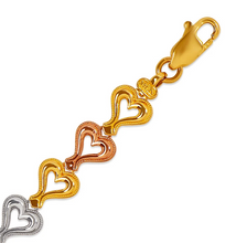 Load image into Gallery viewer, 14K TriColor Gold Faceted Diamond Cut Bracelet 7.5mm 7" Chain Brazalete tricolor