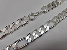 Load image into Gallery viewer, 925 Sterling Silver Heavy Thick Figaro Chain Beveled Edge Bracelet Necklace 17mm
