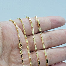 Load image into Gallery viewer, 14K Solid Yellow Gold Box Open Link Chain Necklace 1.5mm 2mm 16" 18" 20" 22" 24"