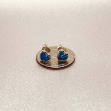 Load image into Gallery viewer, Sterling Silver Synthetic Opal Stud Heart Earrings