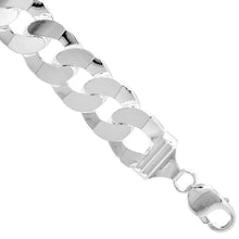 Load image into Gallery viewer, 925 Sterling Silver Straight Edges Flat Curb Cuban Link Chain 15mm 8" to 9"
