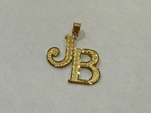 Load image into Gallery viewer, 10K Yellow Gold Double Initial Pendant Charm Diamond Cut A ~ Z Alphabet 4 Sizes