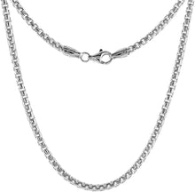 Load image into Gallery viewer, 925 Sterling Silver Round Box Chain Necklace High Quality 2.5mm 16"-30"