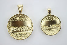 Load image into Gallery viewer, 10K Yellow White Gold Diamond Cut 2 Tone Last Supper Nugget Pendant 2 sizes