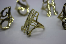Load image into Gallery viewer, 10k Solid Yellow Gold Large Cursive Initial Letter Ring Diamond Cut size 6 ~ 14