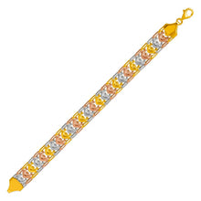 Load image into Gallery viewer, 14K Tricolor Gold Bohemian Style Gypsy Boho Hand Chain Bracelet 11mm 7" 7.5" 8"