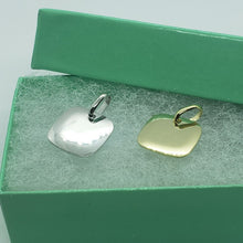 Load image into Gallery viewer, 14K Yellow White Gold Plain Square Pendant Disc Charm High Polished 1.8g 13x13mm