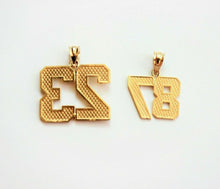 Load image into Gallery viewer, 10K Yellow Gold Custom Two-Digit Number Pendant 00-99 Diamond Cut Necklace Charm