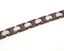 Load image into Gallery viewer, Tungsten Carbide Ceramic Black & Rhombus Faceted Links Magnetic Therapy Bracelet