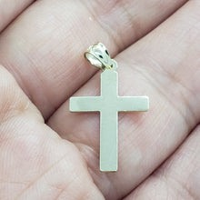 Load image into Gallery viewer, 10K Yellow Gold High Polish Simple Flat Cross Charm Pendant Crucifix 3 Sizes