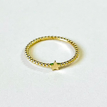 Load image into Gallery viewer, 14K Solid Gold Handmade Tiny Star Beaded Ring Band