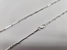 Load image into Gallery viewer, 925 Sterling Silver Beaded Square Snake Station Chain Necklace 2mm 7" to 20"