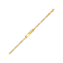 Load image into Gallery viewer, 14K White Pave Gold 5mm Baby ID Bracelet 3mm Figaro Chain 6" Engraving Available