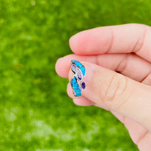 Load image into Gallery viewer, Sterling Silver Blue Synthetic Opal Marquise Bypass Ring
