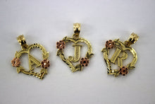 Load image into Gallery viewer, 10K Gold Initial Pendant Charm Flower Girl Women and/or Singapore Chain