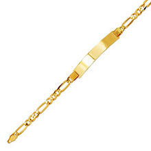 Load image into Gallery viewer, 14K Yellow Gold Figaro Concave ID Bracelet 7mm/5mm 7" 7.5" Engraving Available