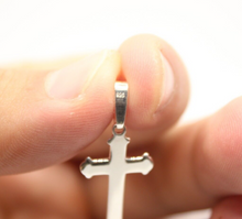 Load image into Gallery viewer, 925 Sterling Silver Dainty Detailed Line Texture Budded Crucifix Cross Pendant
