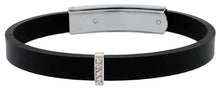 Load image into Gallery viewer, 925 Sterling Silver Alphabet Letter Block CZ Stone Flat Rubber Bracelets, 8mm