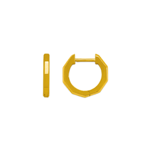 Load image into Gallery viewer, 14K Yellow White Rose Gold High Polished Huggie Hoop Earrings Octagonal 2mmx11mm