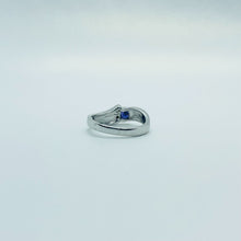 Load image into Gallery viewer, Sterling Silver Blue Synthetic Opal Wavy Ring for Women White & Round